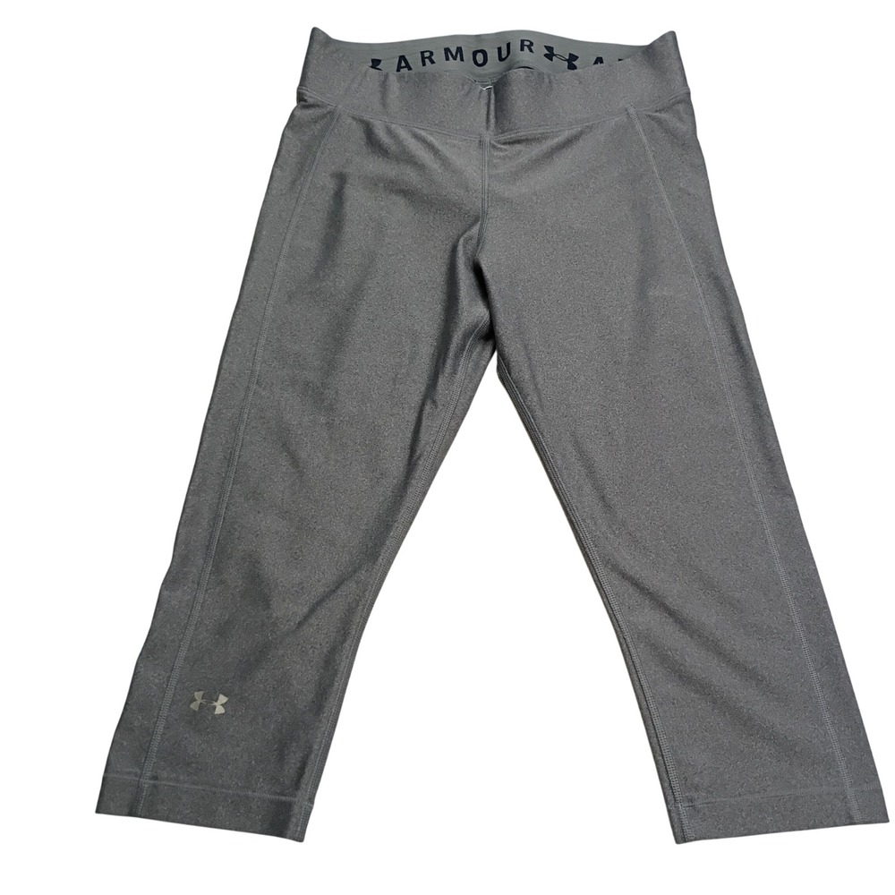 Under Armour Leggings Womens LG Gray Excellent HeatGear Compression Capri Pants